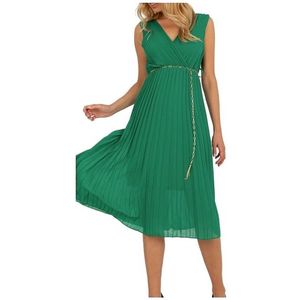 Zelené plisované midi šaty s páskem obraz