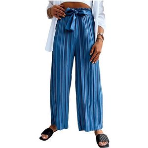 Modré široké kalhoty s nařasenými nohavicemi ruffles obraz