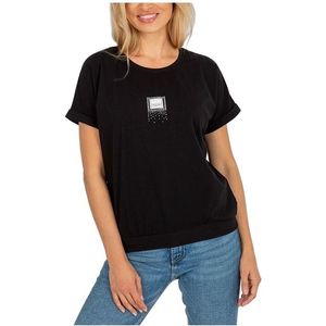 černé dámské tričko s malým potiskem obraz