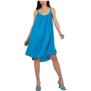 Modré dámské lehké šaty na ramínka obraz