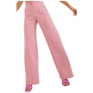 Světle růžové elegantní kalhoty s vysokým pasem obraz