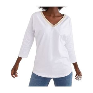 Bílé dámské tričko s výstřihem obraz