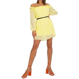 žluté šaty ameline s volánkovým výstřihem "carmen" obraz