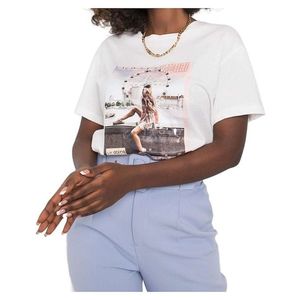 Smetanové dámské bavlněné tričko s potiskem obraz