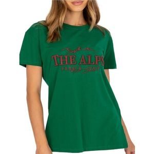 Tmavě zelené tričko s výšivkou "the alps" obraz