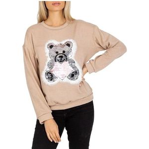 Béžový svetr s třpytivou aplikací medvídka obraz