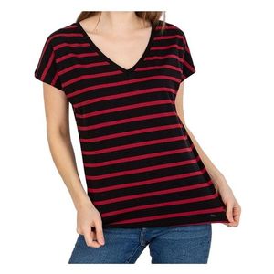 červeno-černé pruhované dámské tričko obraz