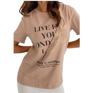 Béžové dámské tričko s nápisem obraz