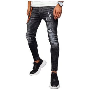 černé pánské děrované džínové kalhoty obraz