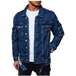 Tmavě modrá pánská džínová bunda obraz