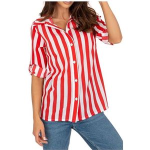 Bílo-červená pruhovaná dámská košile obraz