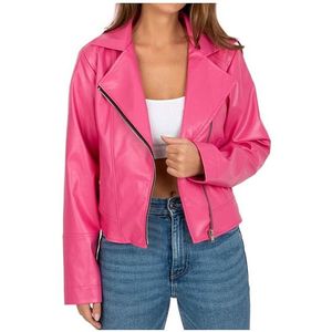 Růžová kratší koženková bunda obraz