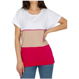 Trojbarevné tričko - bílá, béžová, růžová obraz