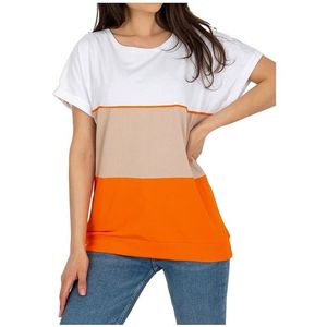 Trojbarevné tričko - bílá, béžová, oranžová obraz