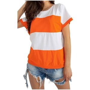 Oranžovo-bílé jednobarevné pruhované triko obraz