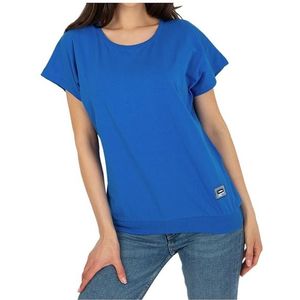 Tmavě modré jednobarevné triko s kulatým výstřihem obraz