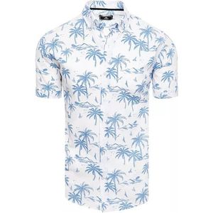 Smetanová košile s modrými palmami obraz