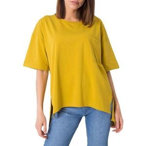 Tmavě žluté dámské asymetrické tričko obraz
