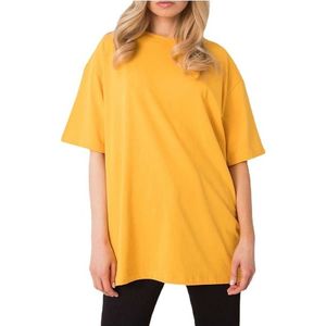 Tmavě žluté dámské oversize tričko obraz
