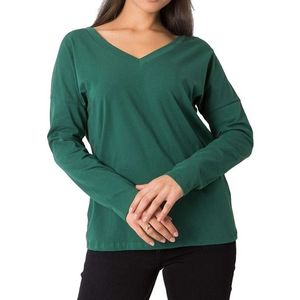 Tmavě zelené dámské tričko s výstřihem na zádech obraz