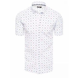 Bílá pánská košile s jednoduchým modrým vzorem obraz