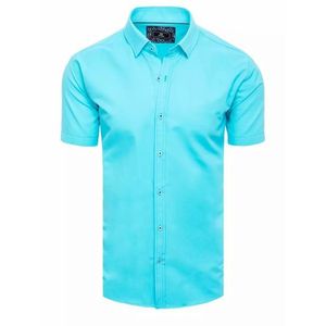 Módní tyrkysová jednobarevná košile s krátkým rukávem obraz