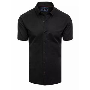 Módní černá jednobarevná košile s krátkým rukávem obraz