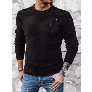 Černý pletený svetr s módními dírami obraz