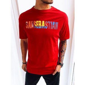 Originální červené pánské tričko s barevným nápisem obraz