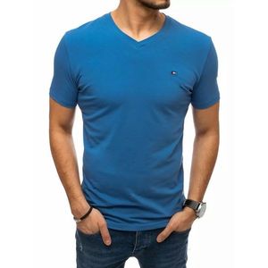Stylové tričko v modré barvě s výstřihem do V obraz