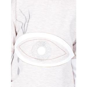 Béžová bavlněná dívčí mikina s oky a prošíváním obraz