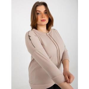 Dámská halenka s potiskem a 3/4 rukávem plus size CINA béžová obraz