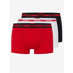 Sada tří pánských boxerek v černé, červené a bílé barvě HUGO obraz