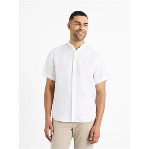 Bílá pánská lněná košile Celio Damopoc obraz