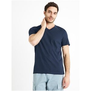 Tmavě modré pánské basic tričko Celio Debasev obraz