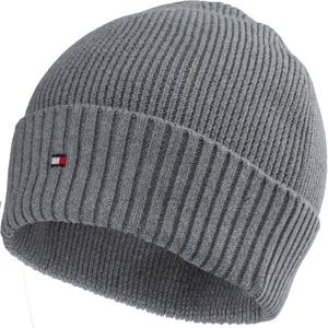 Tommy Hilfiger ESSENTIAL FLAG BEANIE Pánská zimní čepice, šedá, velikost obraz