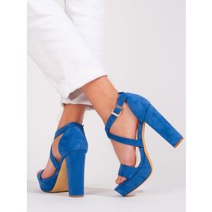Luxusní dámské modré sandály na jehlovém podpatku obraz