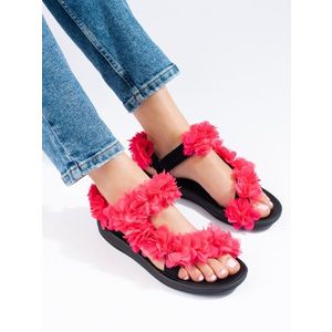 Designové dámské růžové sandály bez podpatku obraz