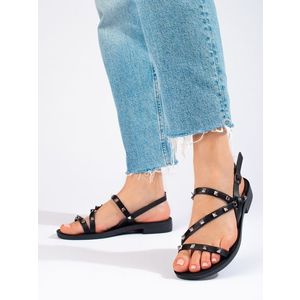 Designové dámské černé sandály bez podpatku obraz