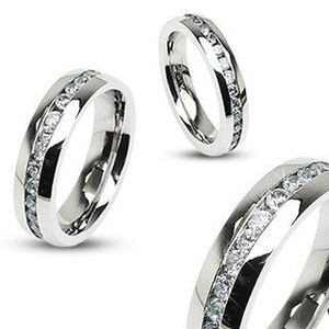 Ocelový prsten stříbrné barvy - symbol nekonečna, zirkony - Velikost: 49 obraz