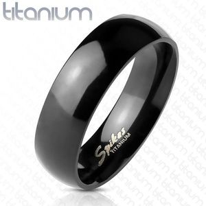 Černý prsten z titanu - hladký s vysokým leskem, 6 mm - Velikost: 49 obraz
