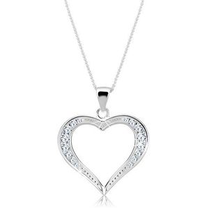 Stříbrný náhrdelník 925 - širší třpytivá silueta srdce obraz