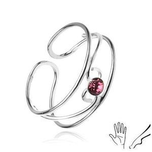 Prsten ze stříbra 925, vlnky s růžovým kamínkem obraz