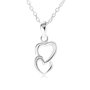 Stříbrný náhrdelník 925, přívěsek ve tvaru dvou na sebe napojených obrysů srdcí obraz