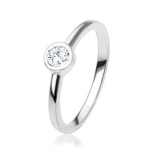 Zásnubní prsten se třpytivým kulatým zirkonem čiré barvy, stříbro 925 - Velikost: 49 obraz