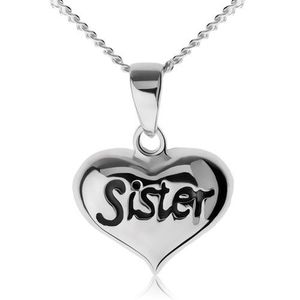 Nastavitelný náhrdelník, srdíčko s nápisem "Sister", stříbro 925 obraz