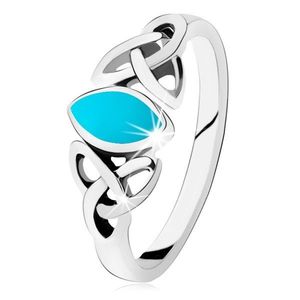 Stříbrný 925 prsten, zrnko v tyrkysové barvě, keltský symbol Triquetra - Velikost: 49 obraz