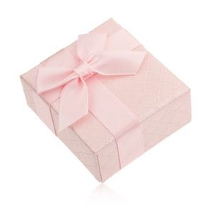 Dárková krabička na prsten, růžová barva, lesklý povrch, mašlička obraz