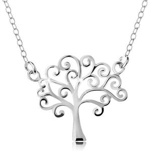 Stříbrný náhrdelník 925, tenký řetízek a přívěsek - lesklý strom života obraz