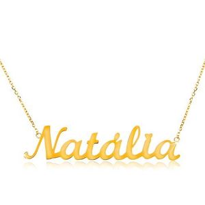 Zlatý 14K náhrdelník - tenký řetízek z oválných oček, lesklý přívěsek Natália obraz